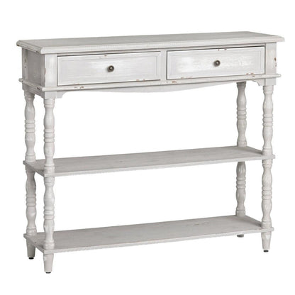 Crestview Collection Weston 42" x 13" x 36" 2-Drawer Traditional Wood Console Table In Chalk Gray Finish - CVFZR4535