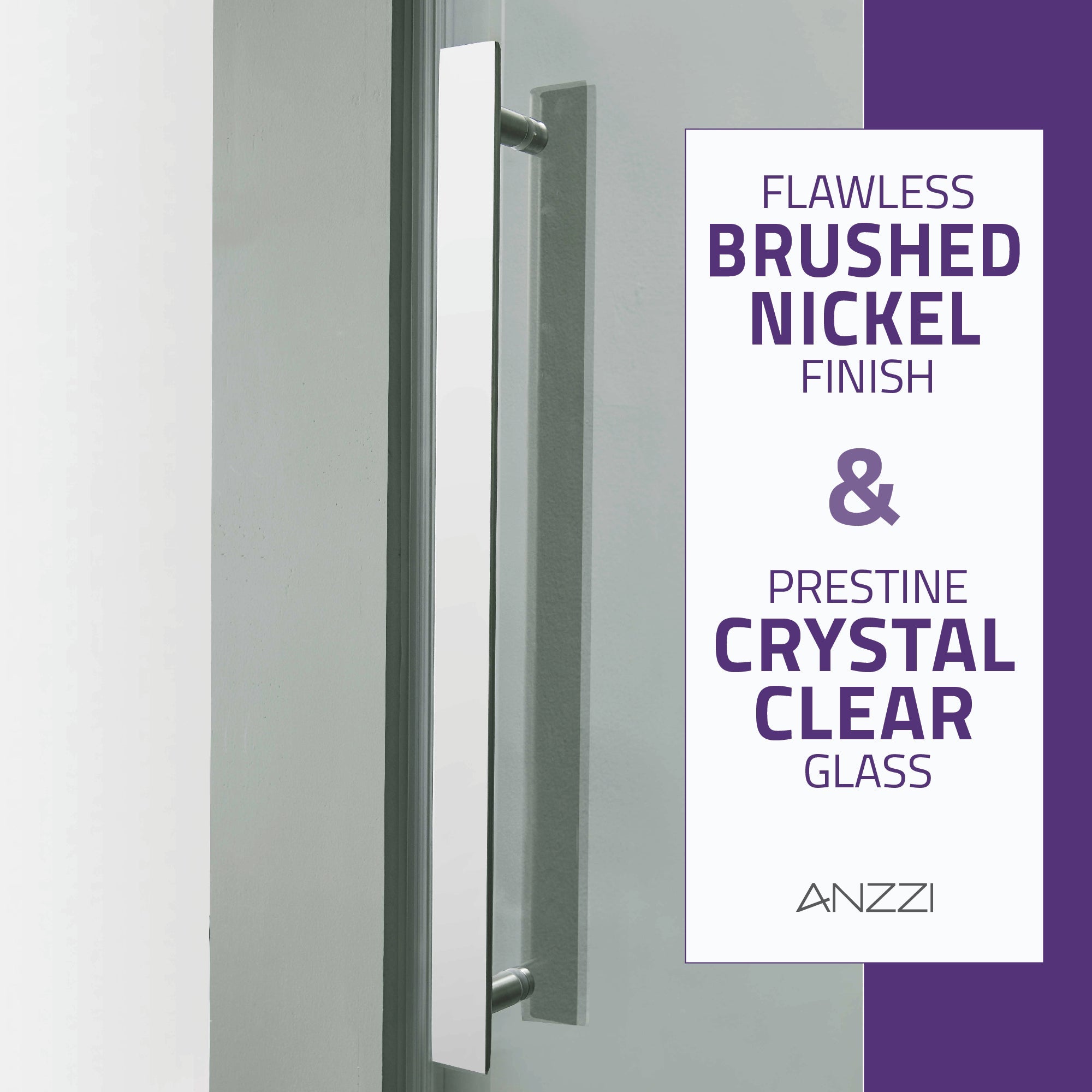 Anzzi Stellar Series 60 in. x 76 in. Frameless Sliding Shower Door with Handle SD-FRLS05902 - SD-FRLS05902BN