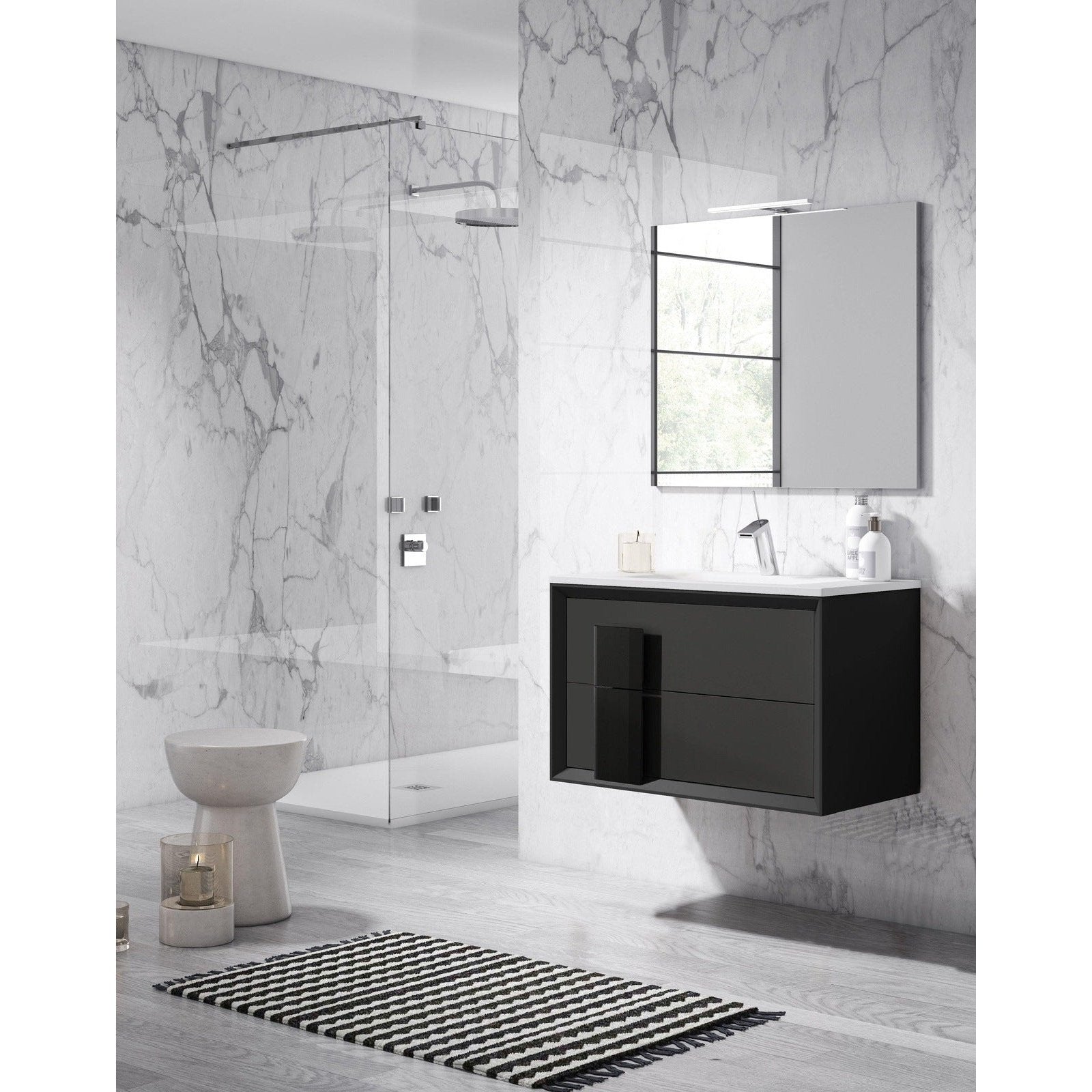 Lucena Bath 40" Décor Cristal Floating Vanity in White /Black / Grey - Backyard Provider