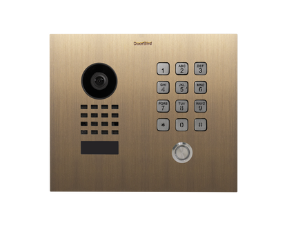 DoorBird D1101KH Classic Flush-Mount IP Video Door Station, 1 Call Button in Real Burnished Brass