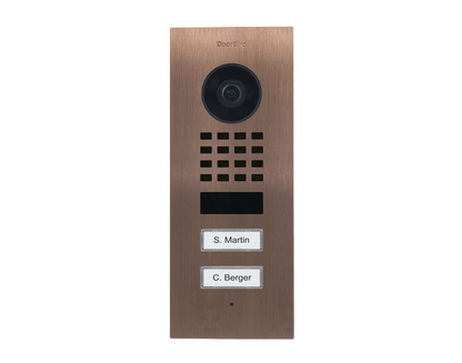 DoorBird D1102V Flush-Mount IP Video Door Station, 2 Call Button in Bronze