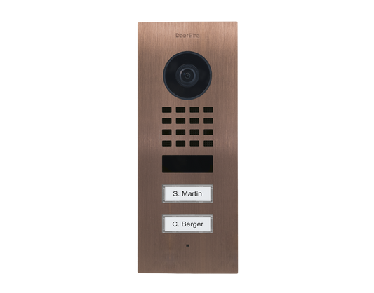 DoorBird D1102V Flush-Mount IP Video Door Station, 2 Call Button in Bronze