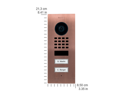 DoorBird D1102V Flush-Mount IP Video Door Station, 2 Call Button in Bronze
