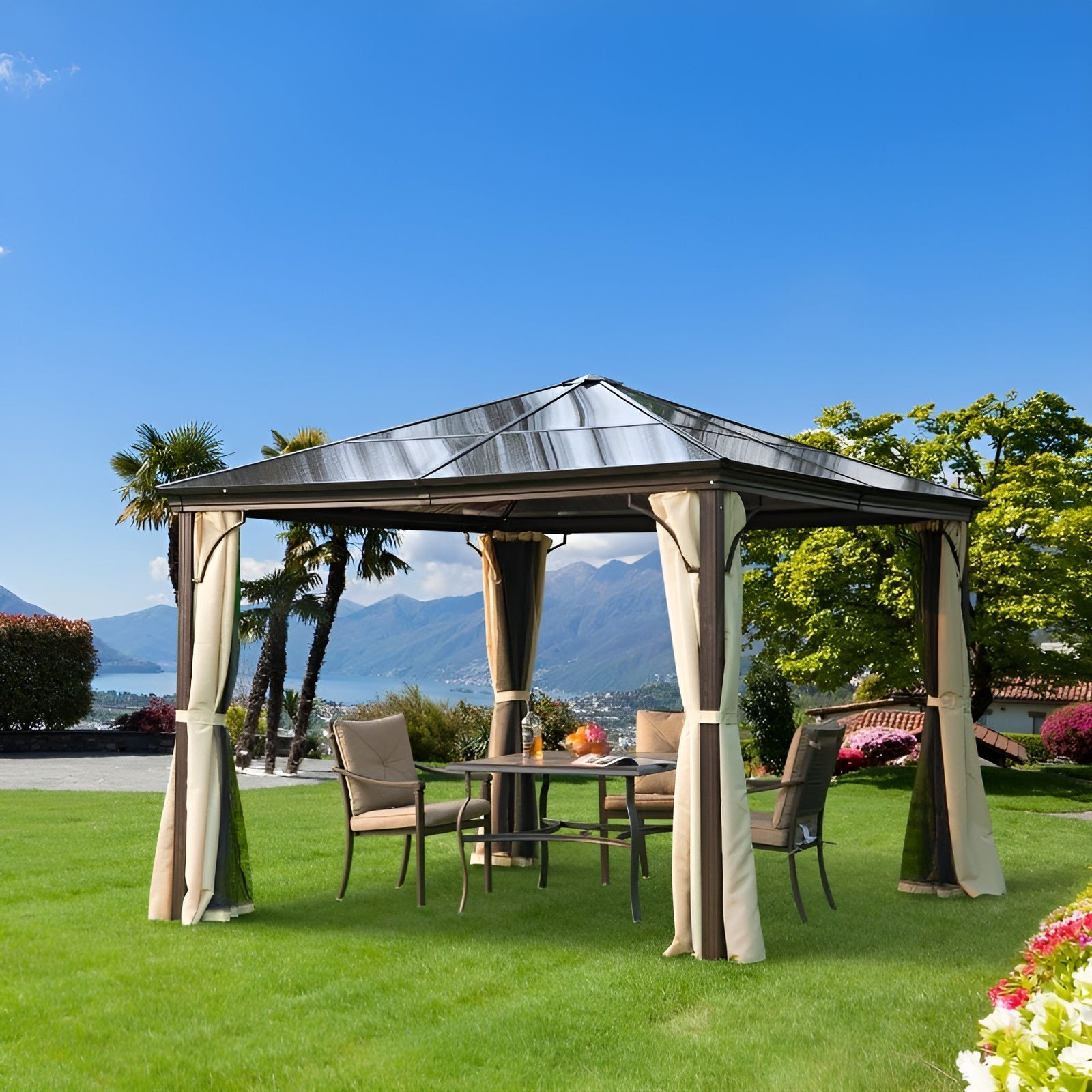 Outsunny 10x12 Hardtop Gazebo with Metal Frame, Polycarbonate Gazebo - 84C-069