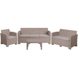 Flash Furniture 4 Piece Outdoor Faux Rattan - DAD-SF-123T