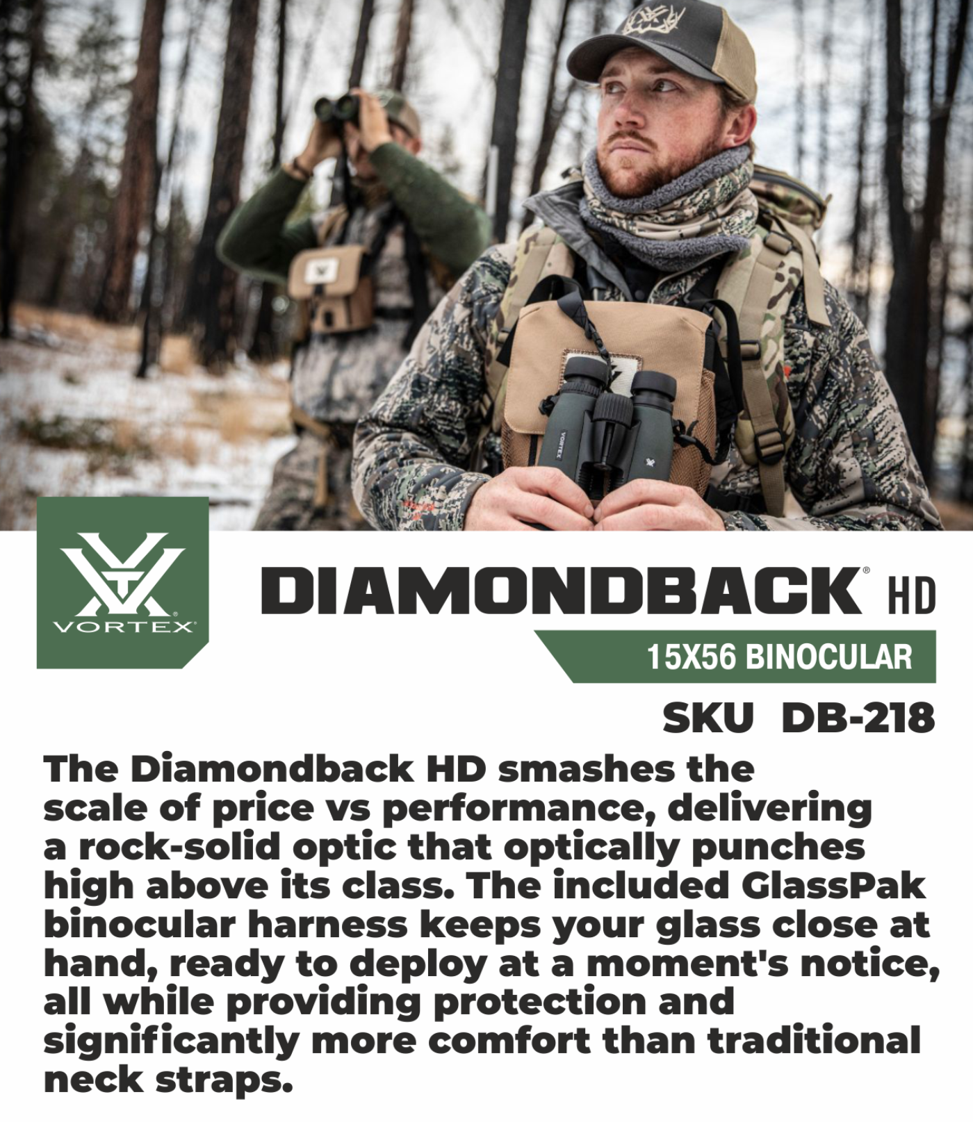 Vortex Optics DB-218 Diamondback HD 15x56 Binocular with Free Hat Bundle - DB-218_Hat-CD