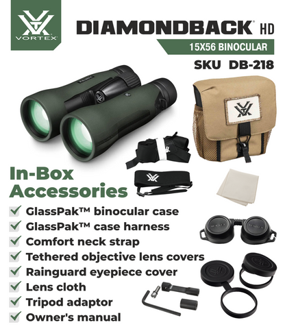 Vortex Optics DB-218 Diamondback HD 15x56 Binocular with Free Hat Bundle - DB-218_Hat-CD