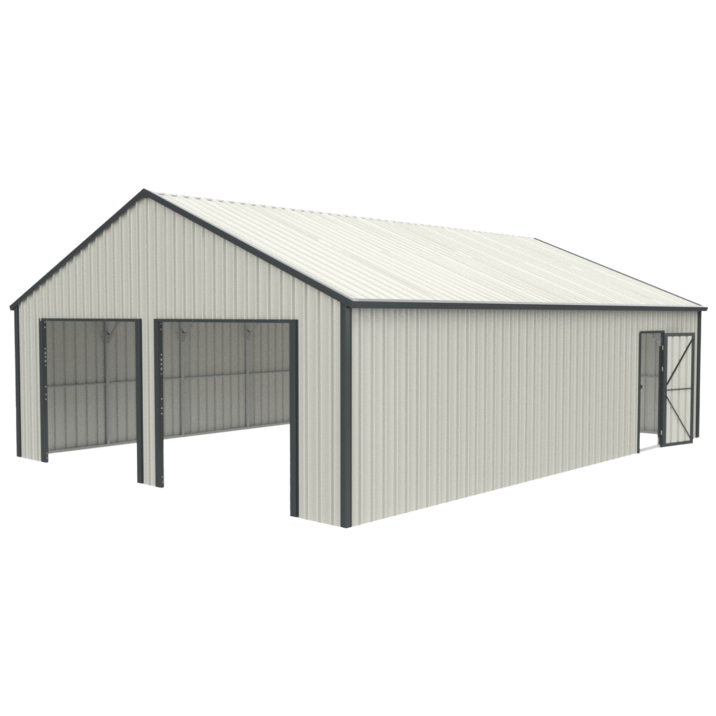 Chery Industrial 25' x 33' Double Garage Metal Shed with Side Entry Door - DOUMS2533CR01