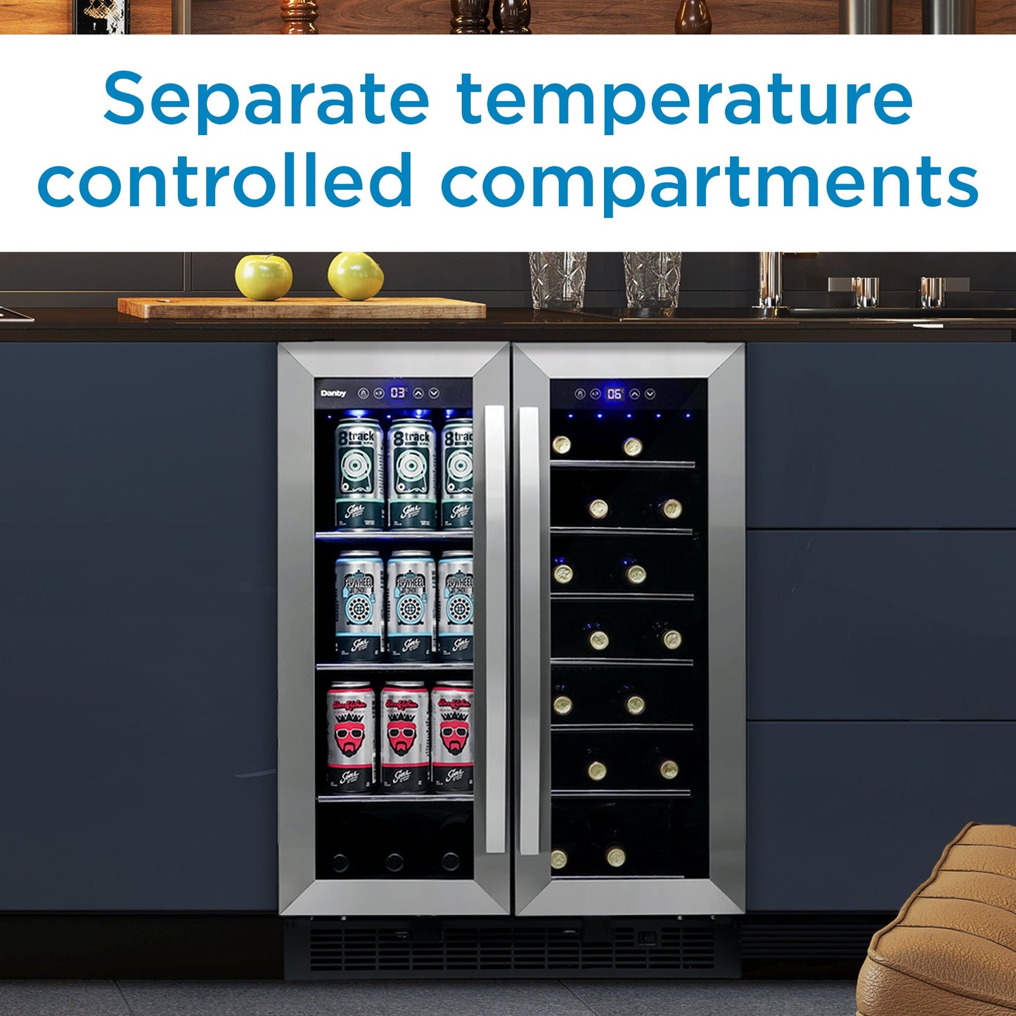 Danby - 5.2 CuFt Beverage Center, French Door Design, LED LightsBeverage Center - DBC052A1BSS