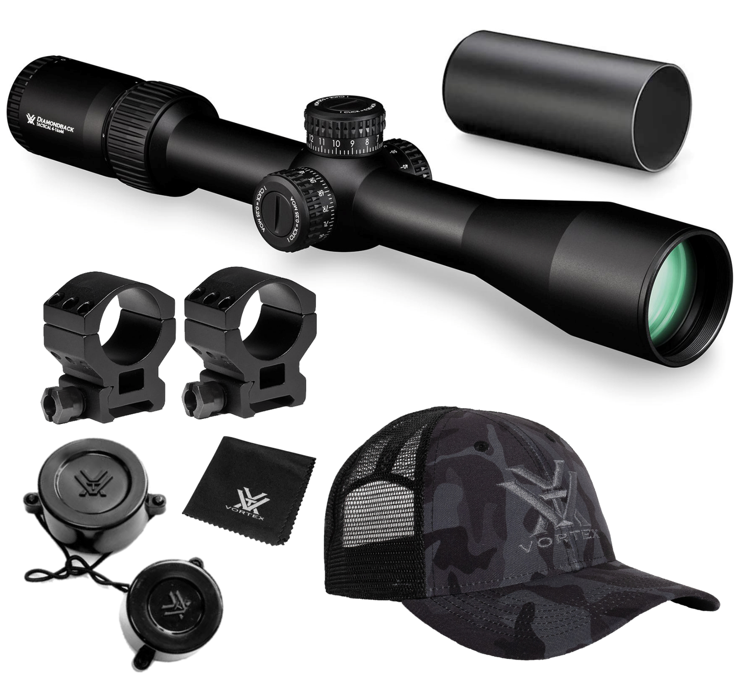 Vortex Optics Diamondback 4-16x44 FFP Riflescope EBR-2C (MOA) Reticle, 30mm Tube with Wearable4U Bundle - DBK-10026_121-53-BCA