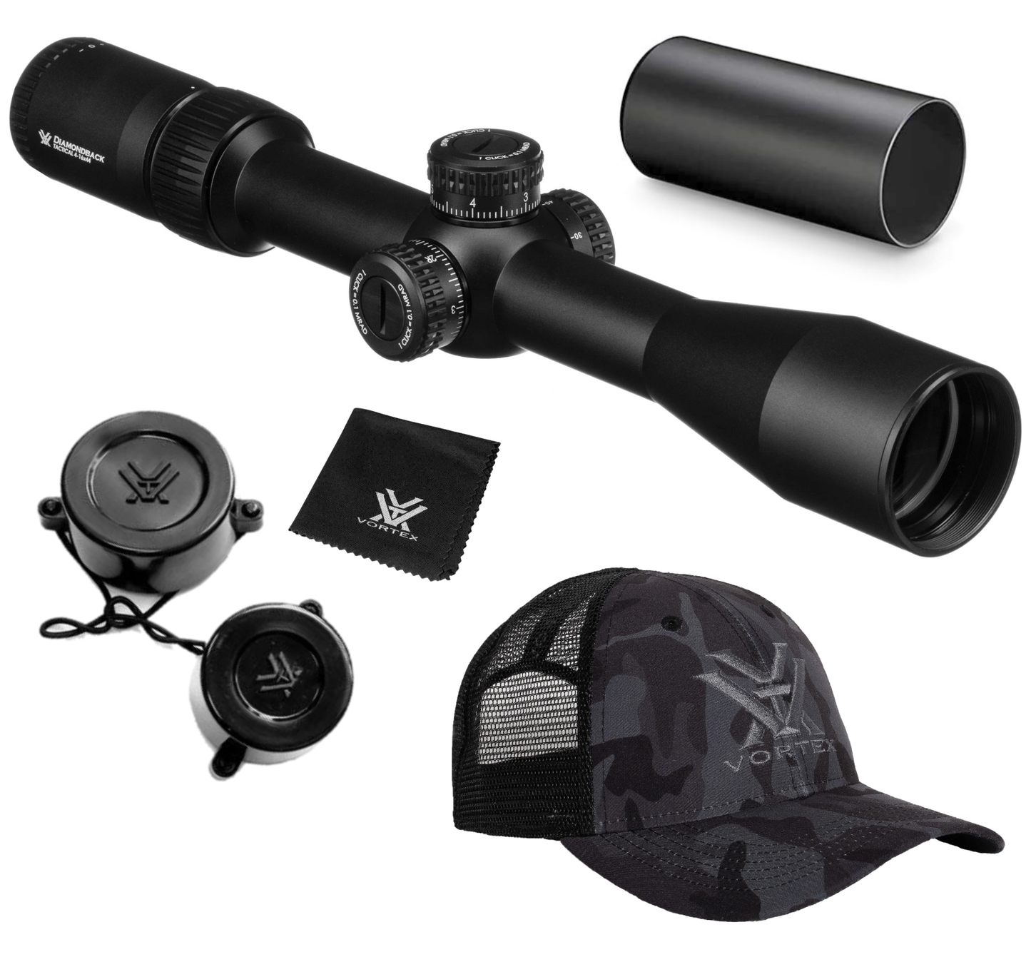 Vortex Optics Diamondback 4-16x44 FFP Riflescope EBR-2C (MRAD) Reticle, 30mm Tube with Wearable4U Bundle - DBK-10027_121-53-BCA