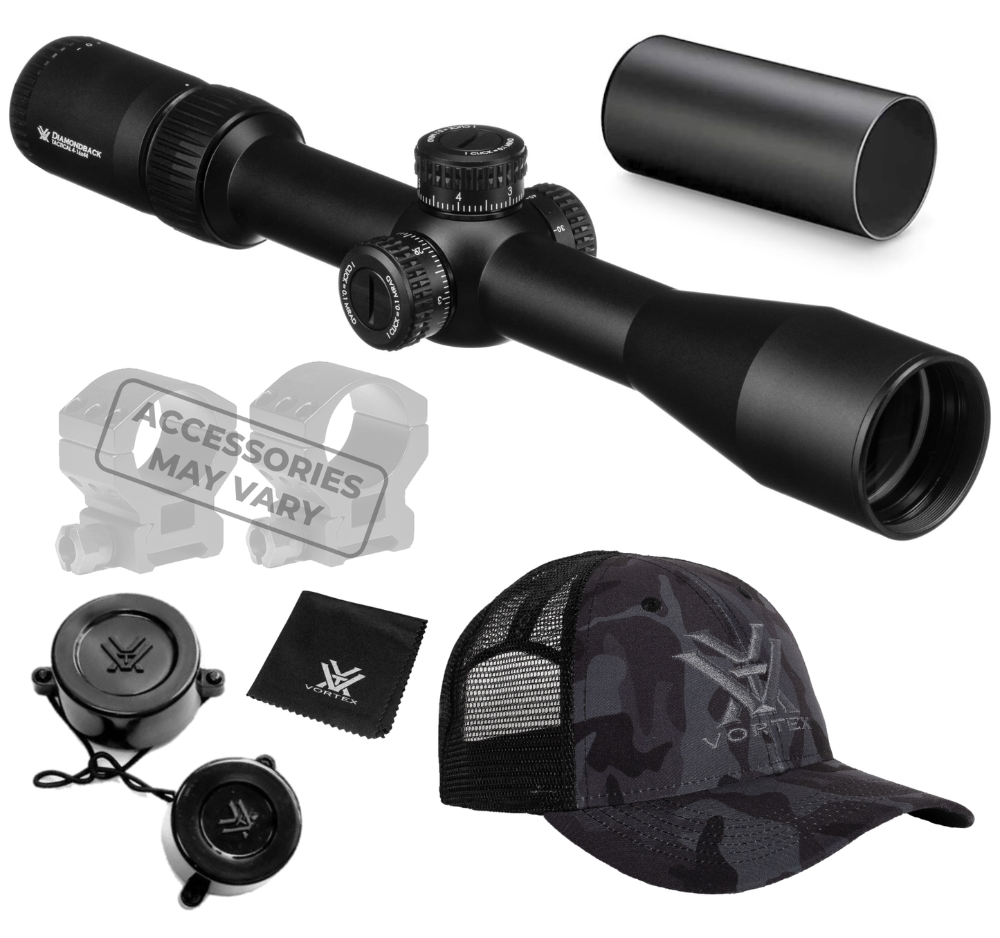 Vortex Optics Diamondback 4-16x44 FFP Riflescope EBR-2C (MRAD) Reticle, 30mm Tube with Wearable4U Bundle - DBK-10027_121-53-BCA
