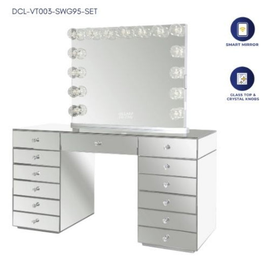 DoCareLife Sofia Vanity w/ Mirror Silver - DCL-VT003-SWG95-SET