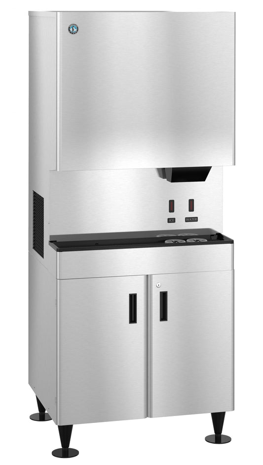 Hoshizaki | 34" Wide Hands Free Air-Cooled Small Cubelet Ice & Water Dispenser w/ Built-In Storage Bin -  DCM-752BAH-OS