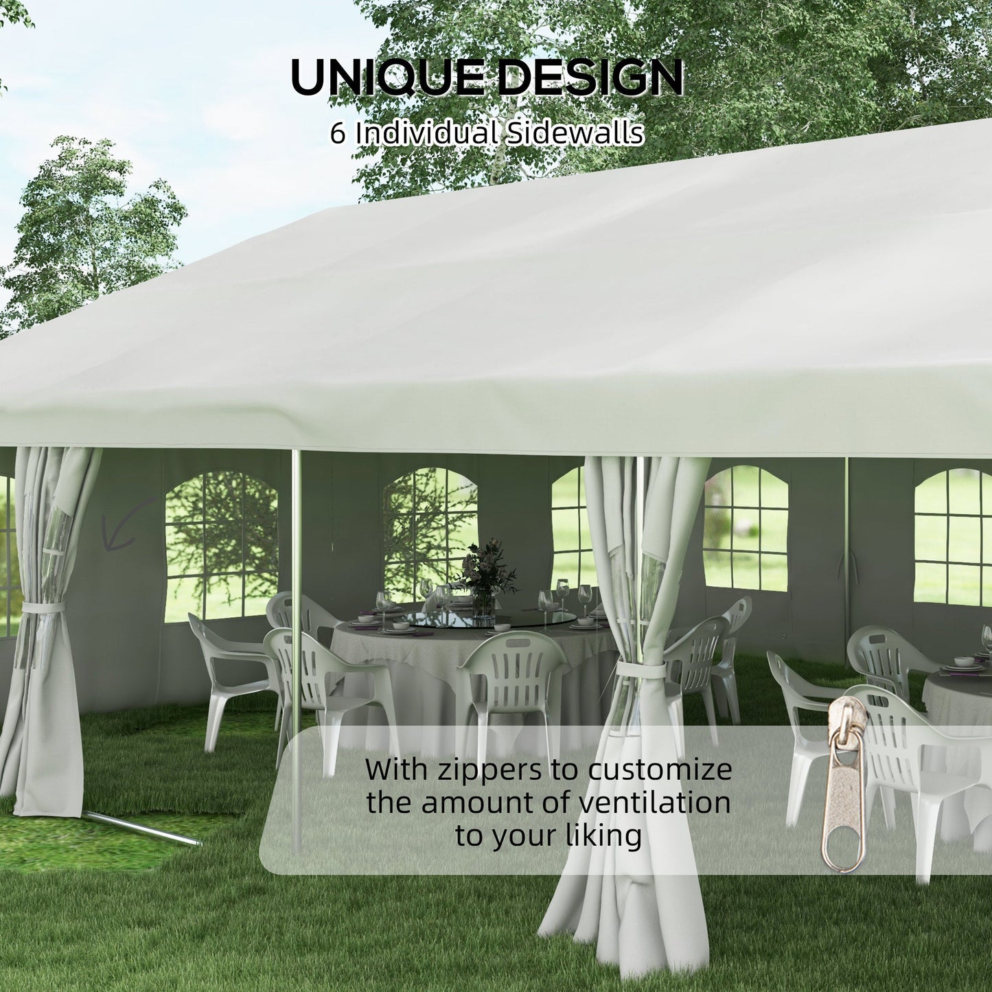 Outsunny 19.5' x 39' Large Sun Shade Canopy Tent for Parties, Weddings, BBQ, White - 84C-512V00WT
