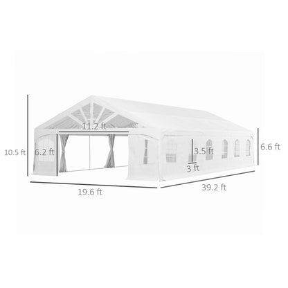 Outsunny 19.5' x 39' Large Sun Shade Canopy Tent for Parties, Weddings, BBQ, White - 84C-512V00WT