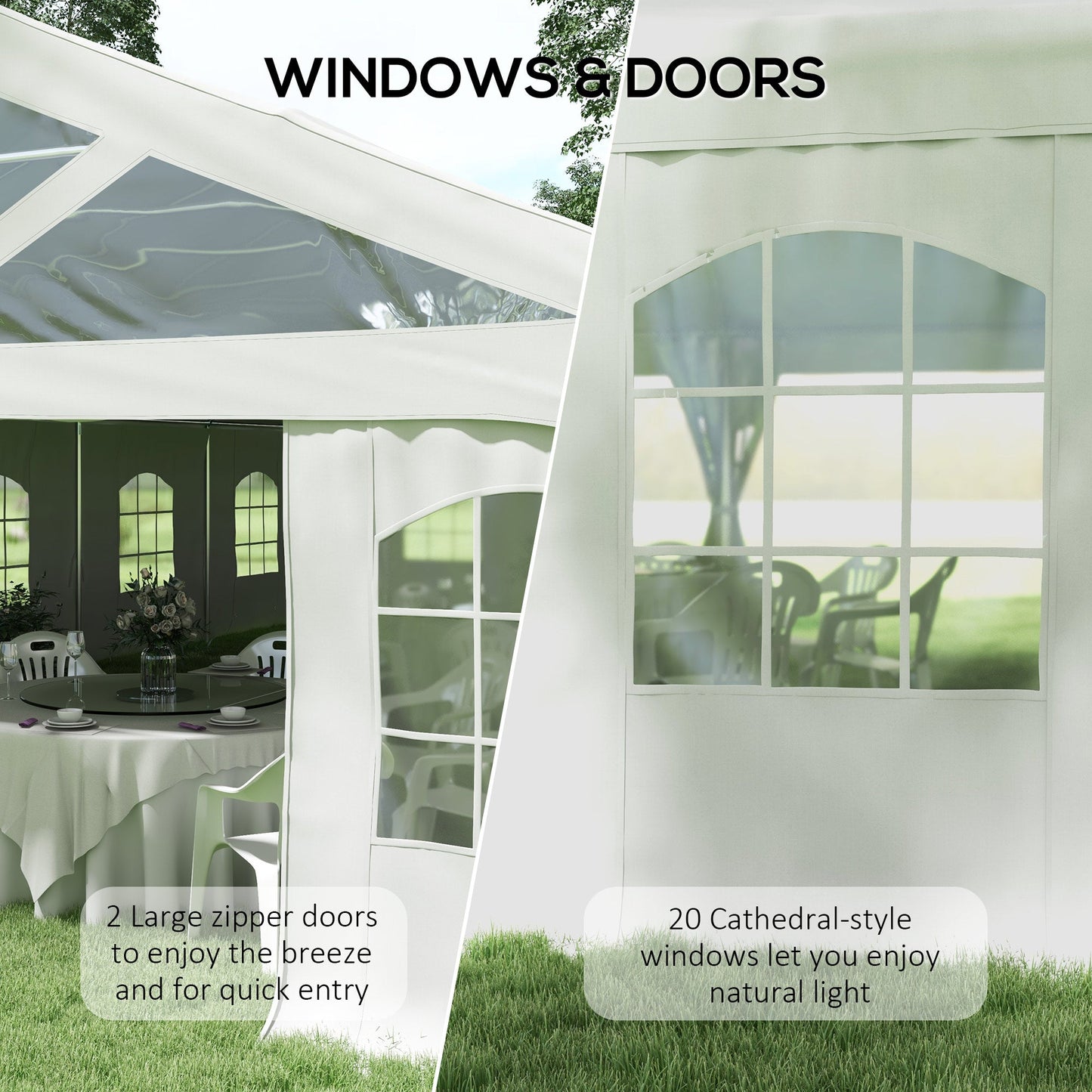 Outsunny 19.5' x 39' Large Sun Shade Canopy Tent for Parties, Weddings, BBQ, White - 84C-512V00WT