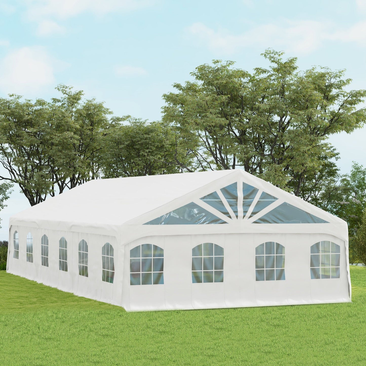 Outsunny 19.5' x 39' Large Sun Shade Canopy Tent for Parties, Weddings, BBQ, White - 84C-512V00WT