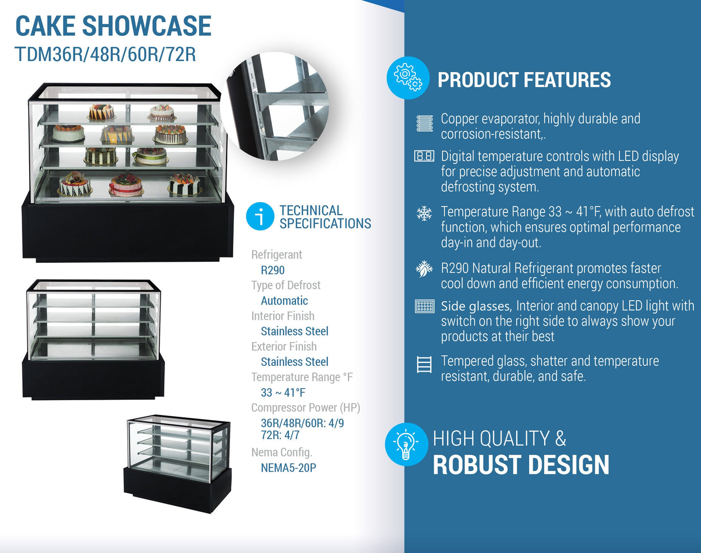 Chef AAA - , 60" Straight Glass Bakery Case - TDM60R