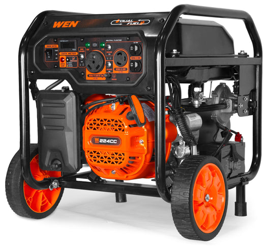WEN DF5600X 5,600-Watt Dual Fuel Portable Generator with Wheel Kit, Electric Start, and CO Watchdog - DF5600X