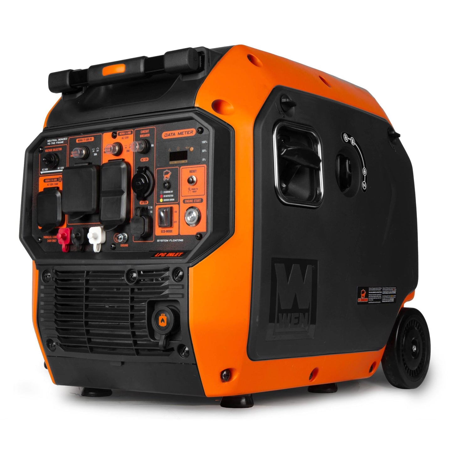 WEN DF680iX Quiet 6800-Watt Dual Fuel RV-Ready Electric Start Portable Inverter Generator with Fuel Shut Off and CO Watchdog for Electric Vehicle Backup - DF680iX