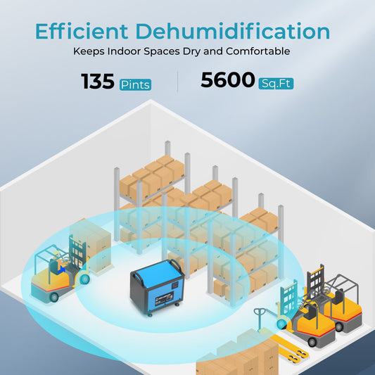 EUHOMY 130 Pint Crawl Space Dehumidifier Dehumidify Up to 5500 Sq.Ft Commercial Dehumidifier - DH-60