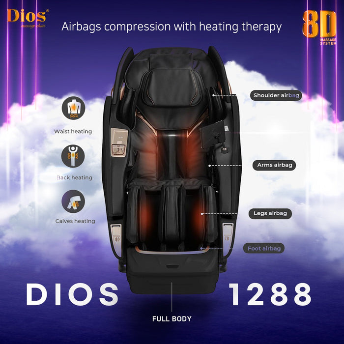 Kahuna Chair Dios Massage Chair 8D AI Dual Air Tech Touch Roller SL-track with Brain Relaxation Program Dios-1288