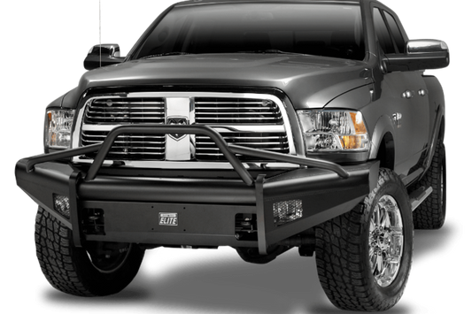 Fab Fours DR06-Q1162-1 Dodge Ram 2500/3500 2006-2009 Black Steel Elite Front Bumper Pre-Runner Guard with Tow Hooks