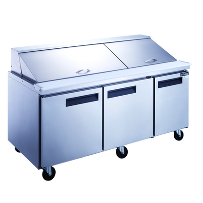Dukers -  Commercial 72" 30 Pan Salad, Sandwich Food Prep Table Refrigerator Mega Top 17.58 cu. ft - DSP72-30M-S3.