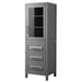 Daria 24" Linen Tower in Dark Gray With Matte Black Trim, Shelved Cabinet Storage and 3 Drawers