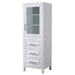 Daria 24" Linen Tower in White With Matte Black Trim, Shelved Cabinet Storage and 3 Drawers