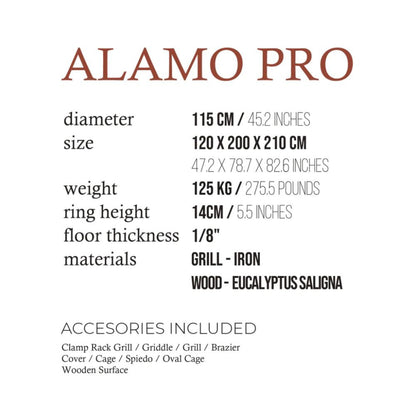 Fogues TX Alamo Pro 120 Open Fire Argentine Wood and Charcoal Grill - FJL-ALA-103