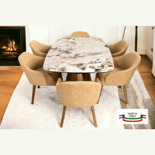 Maxima House Dining set GINEVRA, Ceramic Dining Table with 6 chairs - DI007-CH007