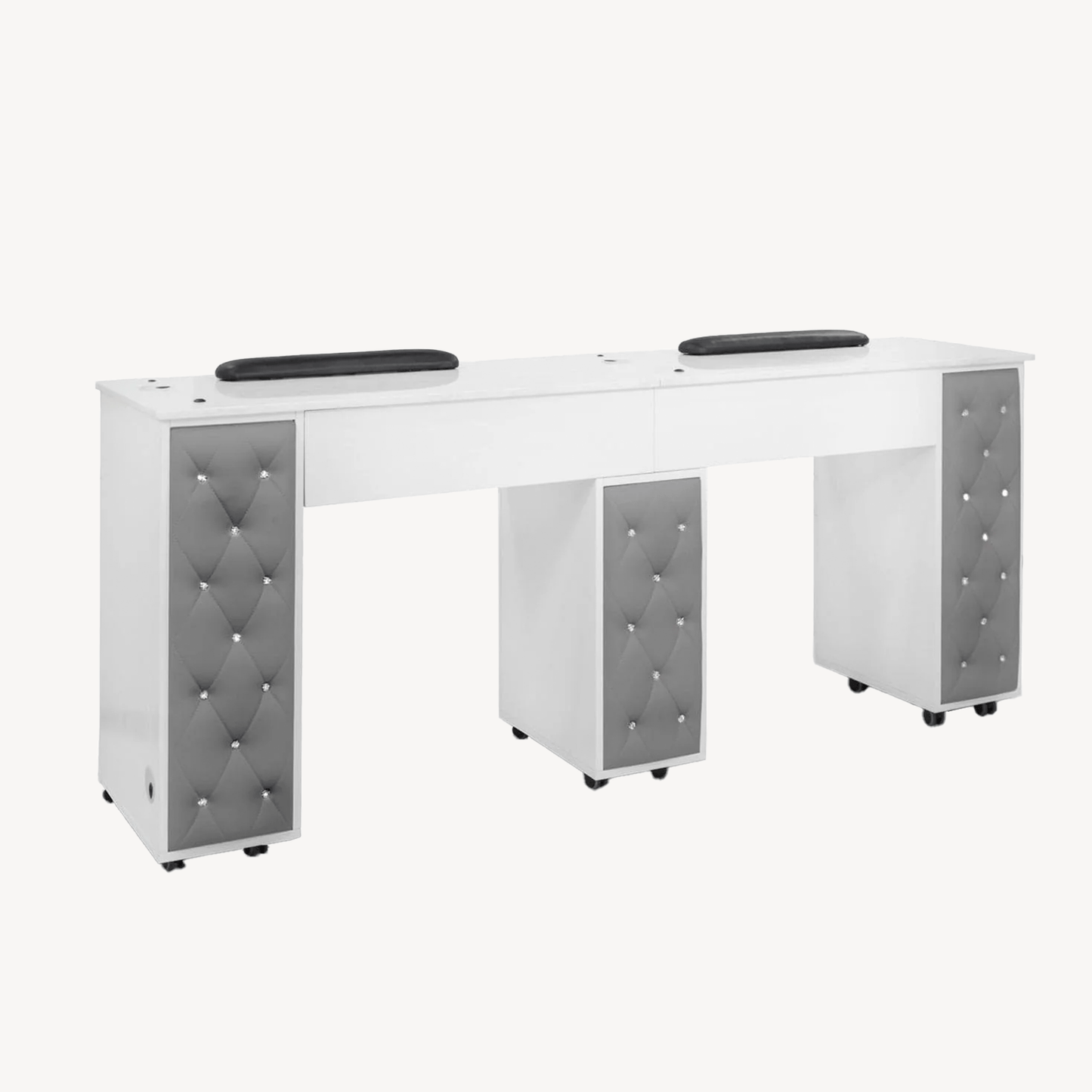 Mayakoba  DREXEL Tufted Double Manicure Table - KAM-NTBL-1512-GRY-KIT