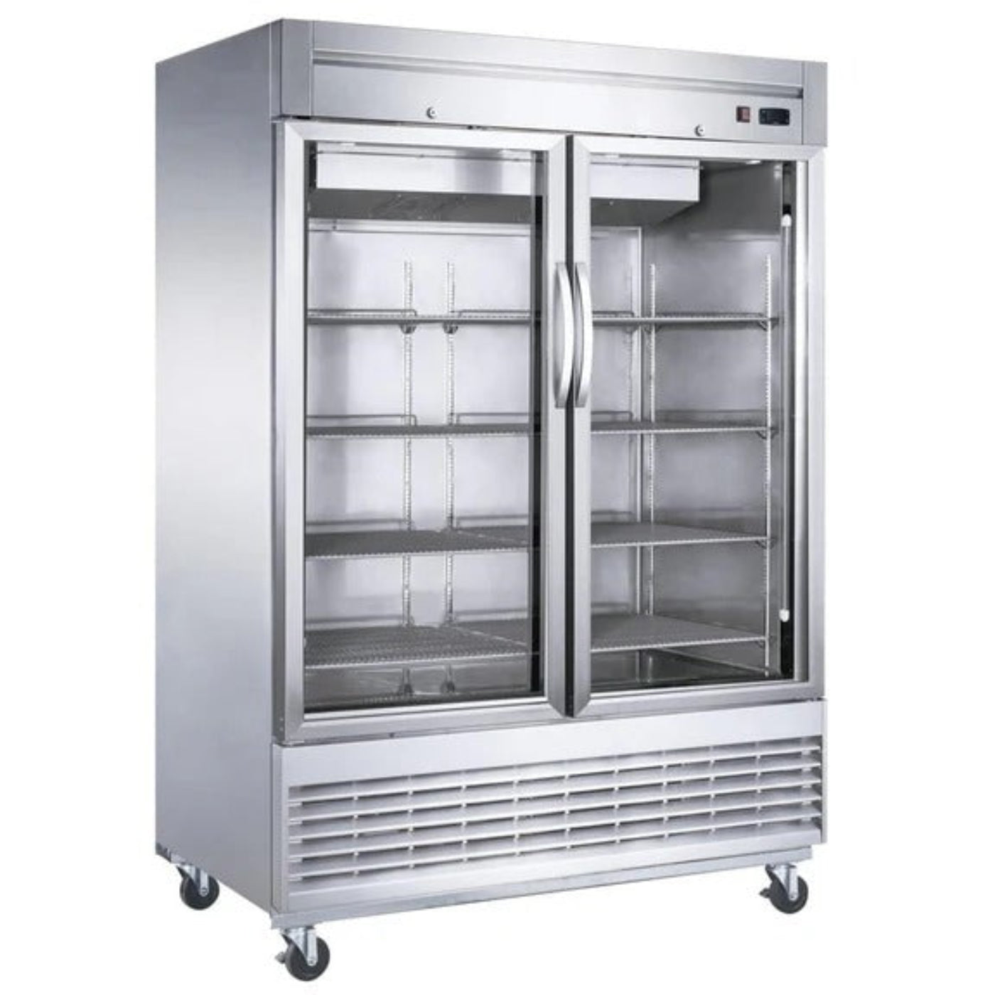 Dukers D55F-GS2 55" Two Glass Door Bottom Mount Reach-In Freezer 40.74 Cu. Ft - D55F-GS2