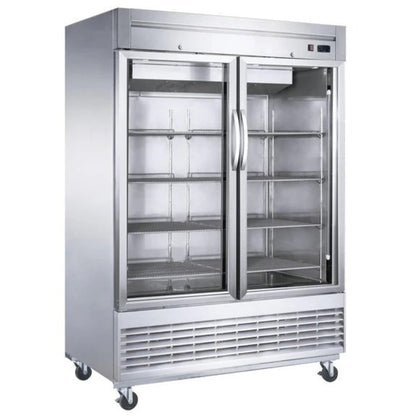 Dukers D55R-GS2 55" Two Glass Door Bottom Mount Reach-In Refrigerator 41.73 Cu. Ft. - D55R-GS2