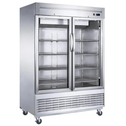 Dukers D55R-GS2 55" Two Glass Door Bottom Mount Reach-In Refrigerator 41.73 Cu. Ft. - D55R-GS2