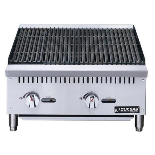 Dukers DCCB24 24" Countertop Gas Radiant Charbroiler with (2) Burners 70,000 BTU - DCCB24