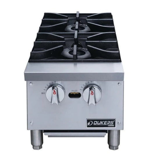 Dukers DCHPA12 12" Gas Countertop Hot Plate with 2 Burner 56,000 BTU - DCHPA12