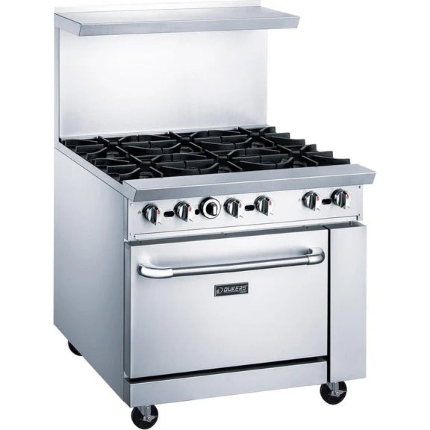 Dukers DCR36-6B 36" Gas Restaurant Range with (6) Open Burners (1) Standard Oven 233,000 BTU - DCR36-6B