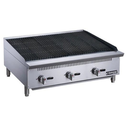Dukers DCRB36 36" Countertop Gas Radiant/Lava Rock Charbroiler 105,000 BTU - DCRB36