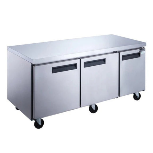 Dukers DUC72F 72" Three Door Undercounter Commercial Freezer in Stainless Steel 18.96 Cu. Ft - DUC72F.