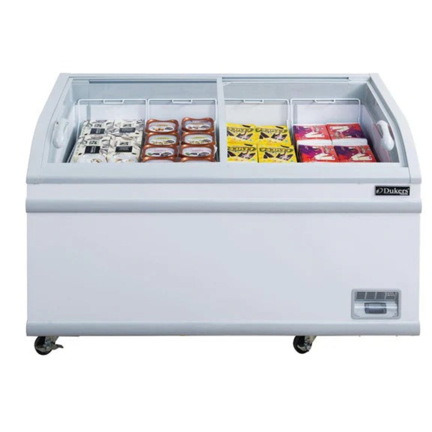 Dukers WD-700Y 79" Curved Glass Top Chest Freezer 24.72 Cu. Ft. - WD-700Y