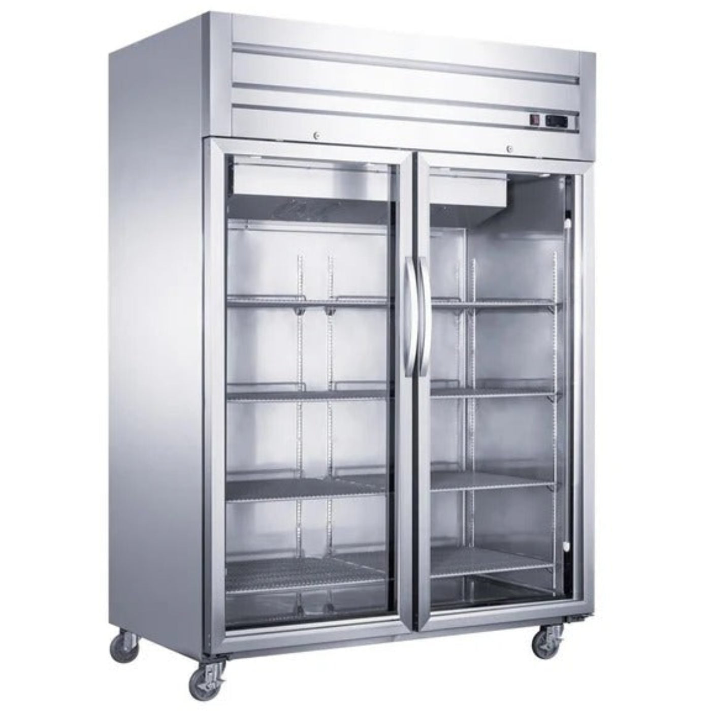 Dukers D55AR-GS2 55" Two Glass Door Top Mount Reach-In Refrigerator 40.74 Cu. Ft. - D55AR-GS2