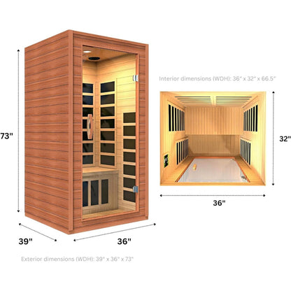 Dynamic Saunas Avila 1-Person Low EMF FAR Infrared Sauna (DYN-6103-01) - DYN-6103-01