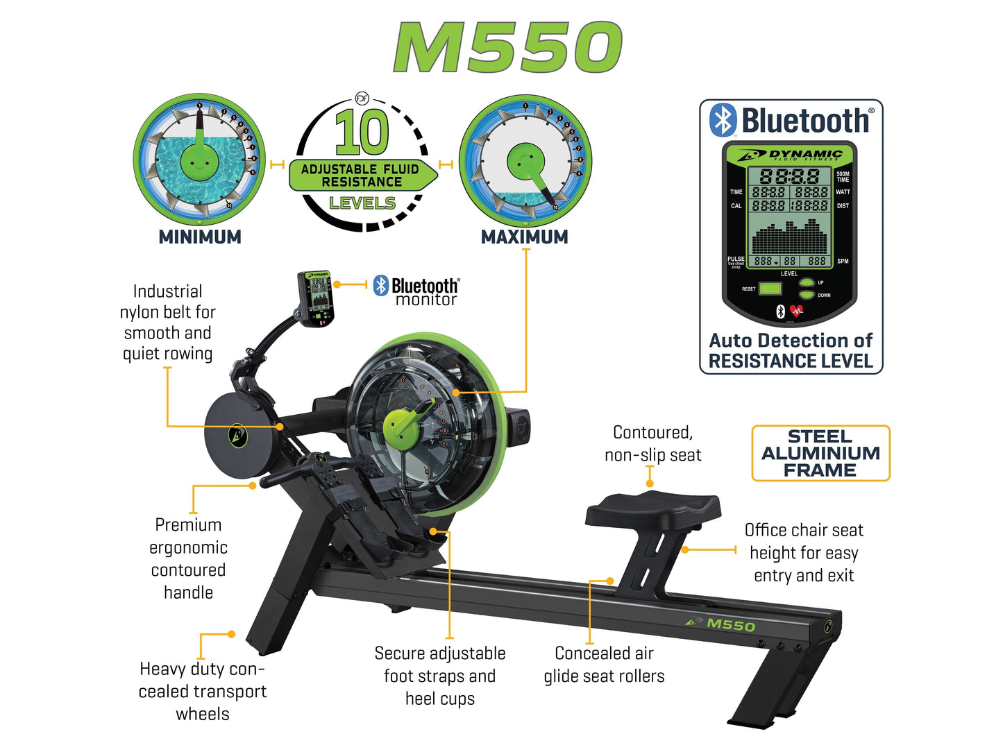 Dynamic Fluid M550 Rower - M550