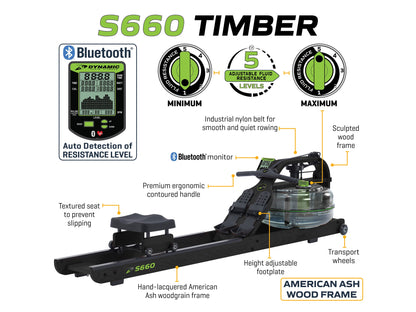 Dynamic Fluid S680 Timber Rower - S680