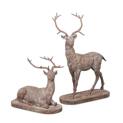 Lovecup Cast Iron Old World Estate Stags Set of 2 L265 - 31149277446242