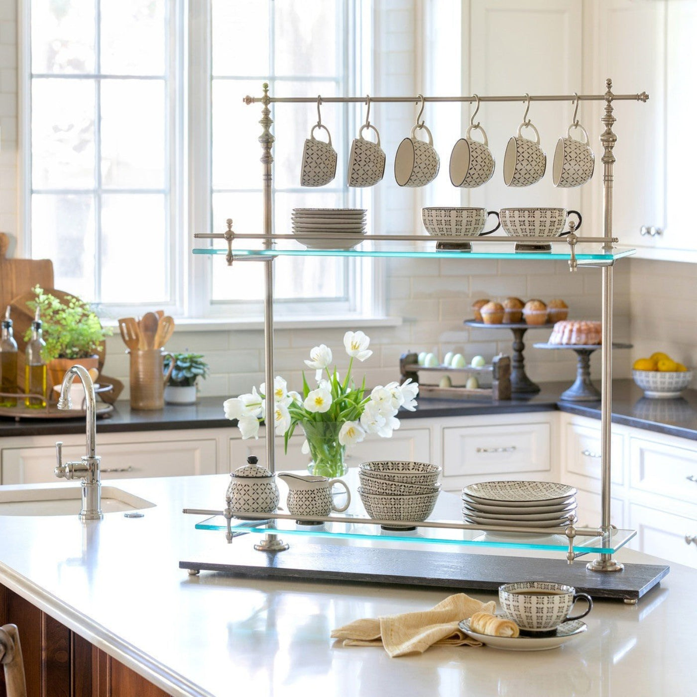 Park Hill Collection Park Hill Pantry & Cafe Black Marble and Iron Bistro Rack - EAW20187