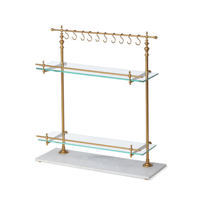 Park Hill Collection Southern Classic White Marble and Brass Bistro Rack - EAW26057